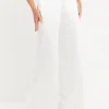 ENDLESS ROSE Pants | Tops*- Satin Tuxedo Wide Leg Trousers WHITE