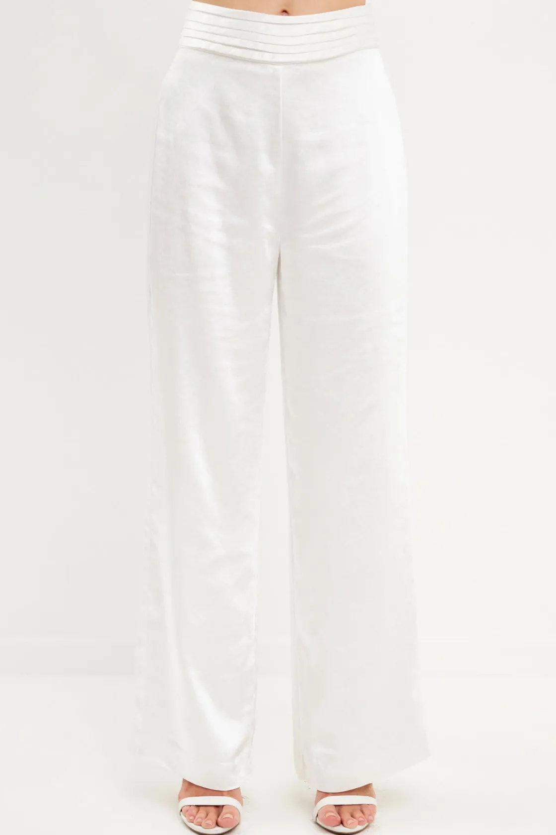 endless_rose__satin_tuxed_3.webp ENDLESS ROSE Pants | Tops*- Satin Tuxedo Wide Leg Trousers WHITE
