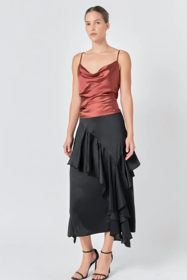 ENDLESS ROSE Skirts | Tops*- Satin Waterfall Midi Skirt
