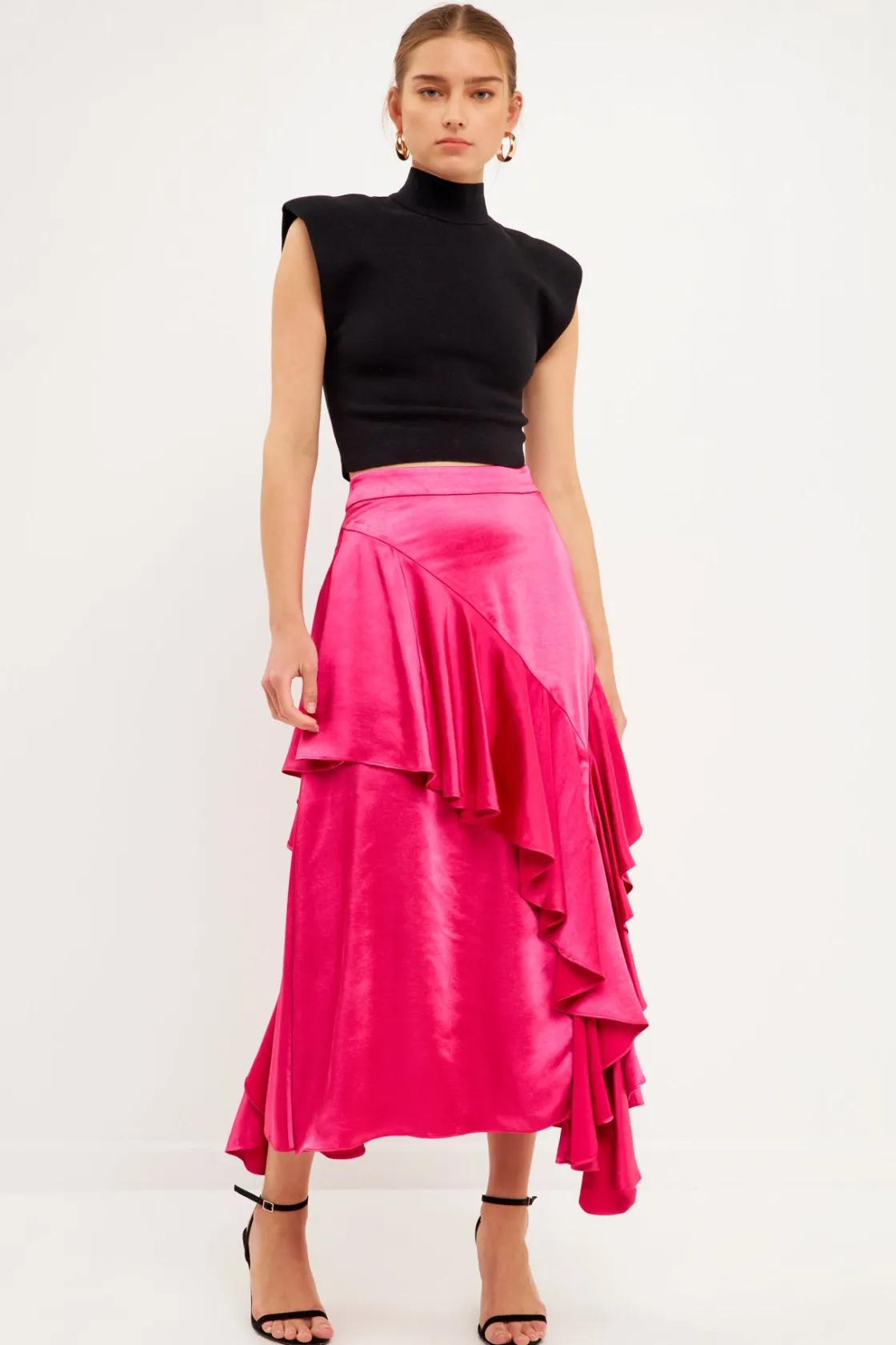 endless_rose__satin_water_4.webp ENDLESS ROSE Skirts | Tops*- Satin Waterfall Midi Skirt