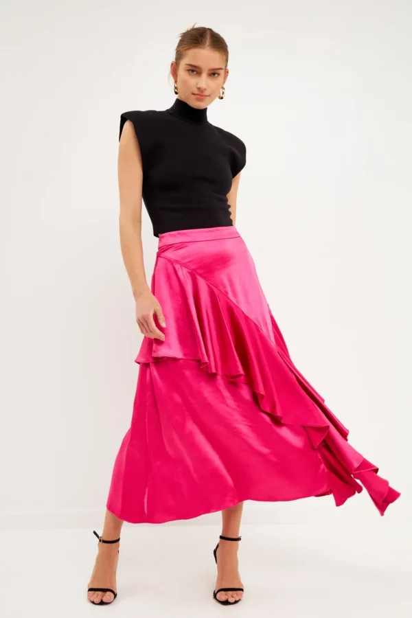 ENDLESS ROSE Skirts | Tops*- Satin Waterfall Midi Skirt