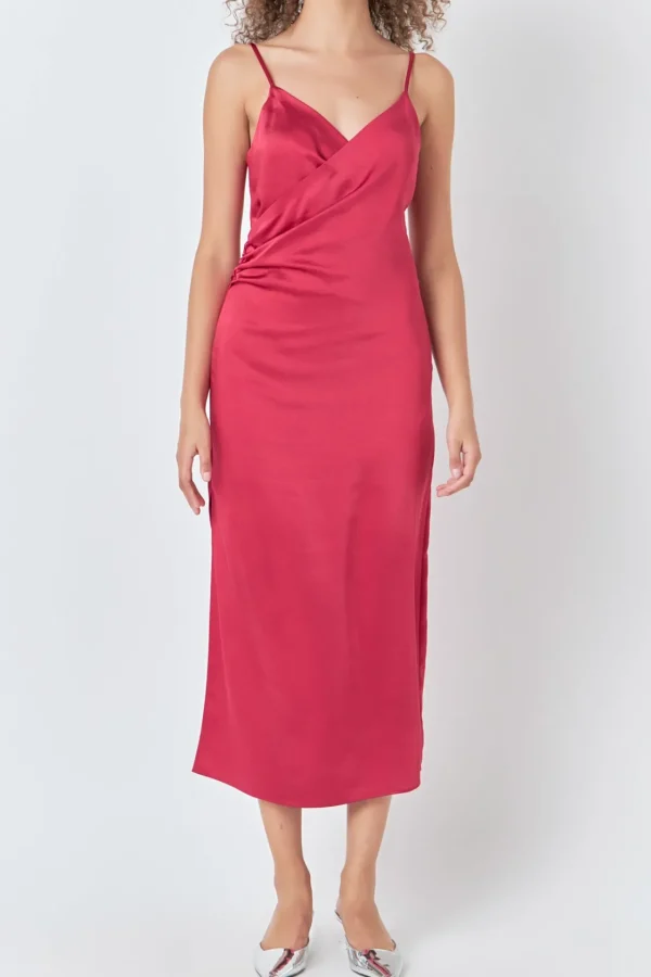 ENDLESS ROSE Satin Dresses | Tops*- Satin Wrap Midi Dress