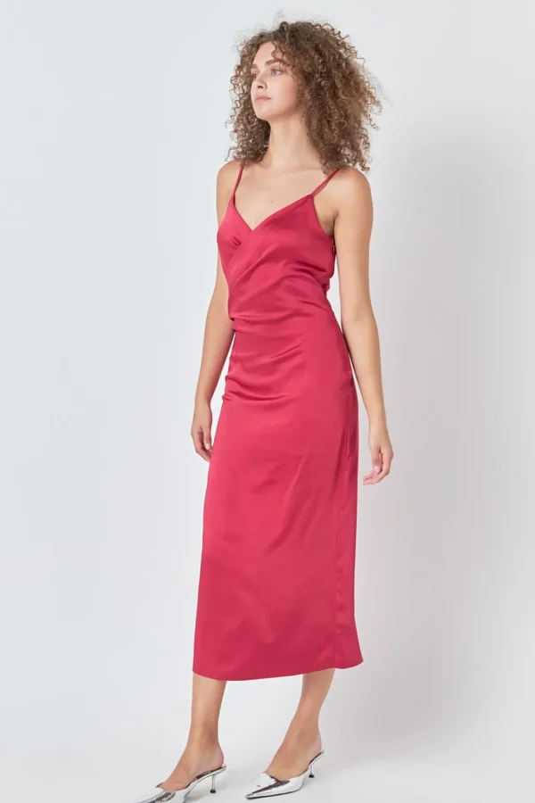 ENDLESS ROSE Satin Dresses | Tops*- Satin Wrap Midi Dress