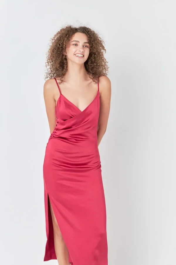 ENDLESS ROSE Satin Dresses | Tops*- Satin Wrap Midi Dress