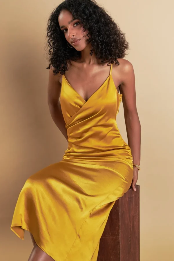 ENDLESS ROSE Satin Dresses | Tops*- Satin Wrap Midi Dress