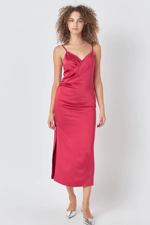 ENDLESS ROSE Satin Dresses | Tops*- Satin Wrap Midi Dress