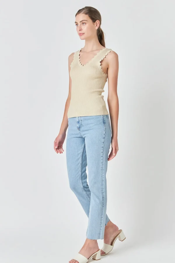 ENDLESS ROSE Tops*- Scallop Detail Sleeveless Top