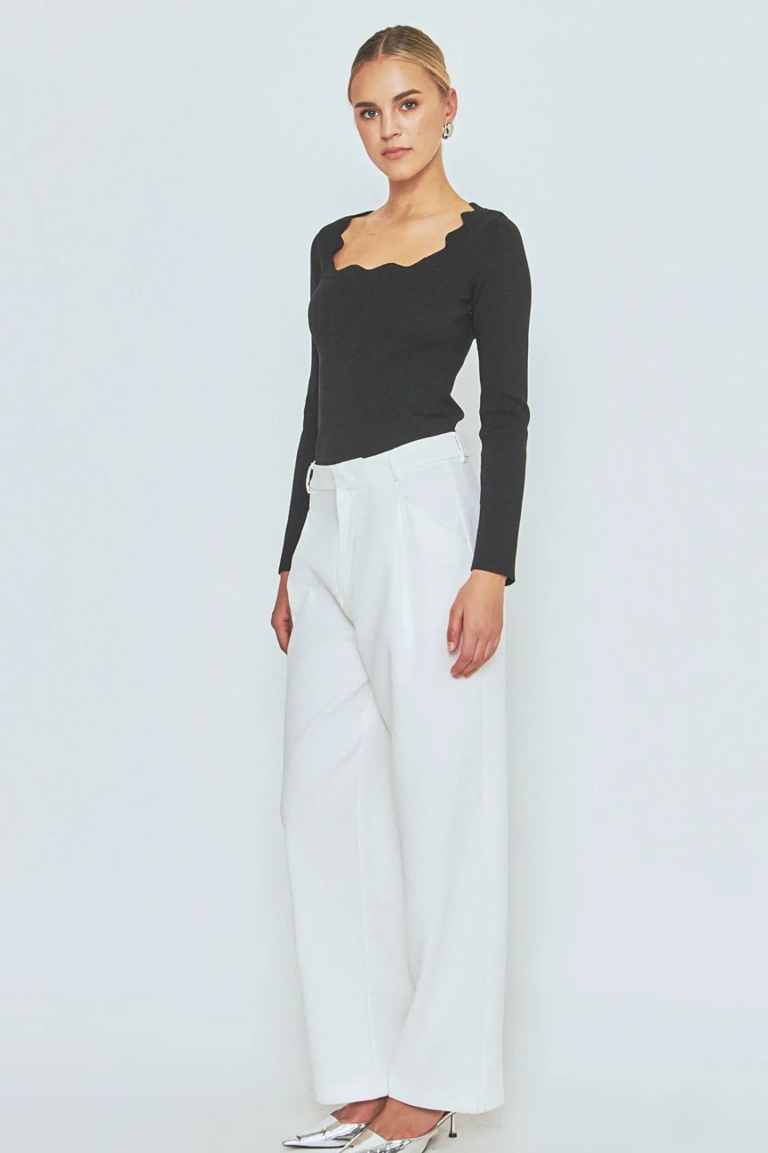 endless_rose__scallop_det_11.webp ENDLESS ROSE Sweaters & Knits | Tops*- Scallop Detail Long Sleeve Sweater
