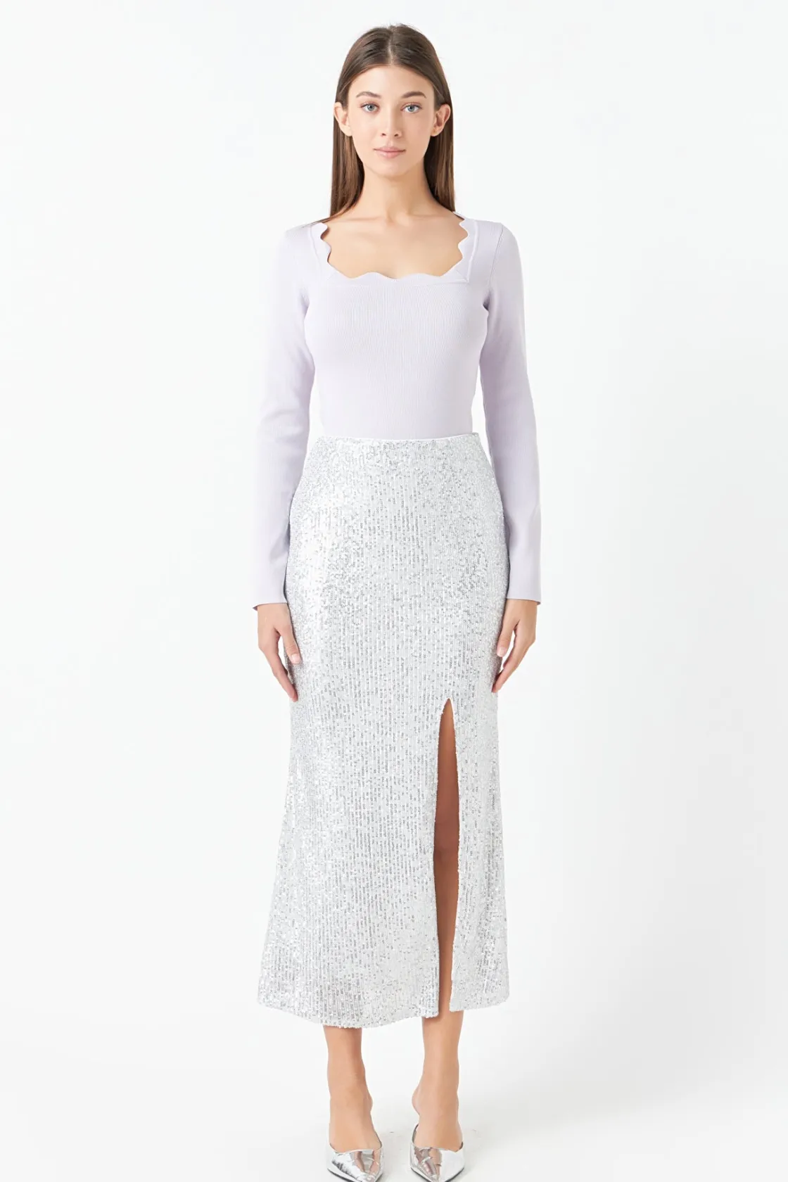 endless_rose__scallop_det_24.webp ENDLESS ROSE Sweaters & Knits | Tops*- Scallop Detail Long Sleeve Sweater