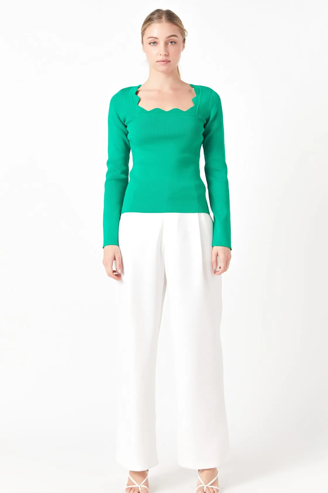 endless_rose__scallop_det_4-1.webp ENDLESS ROSE Sweaters & Knits | Tops*- Scallop Detail Long Sleeve Sweater