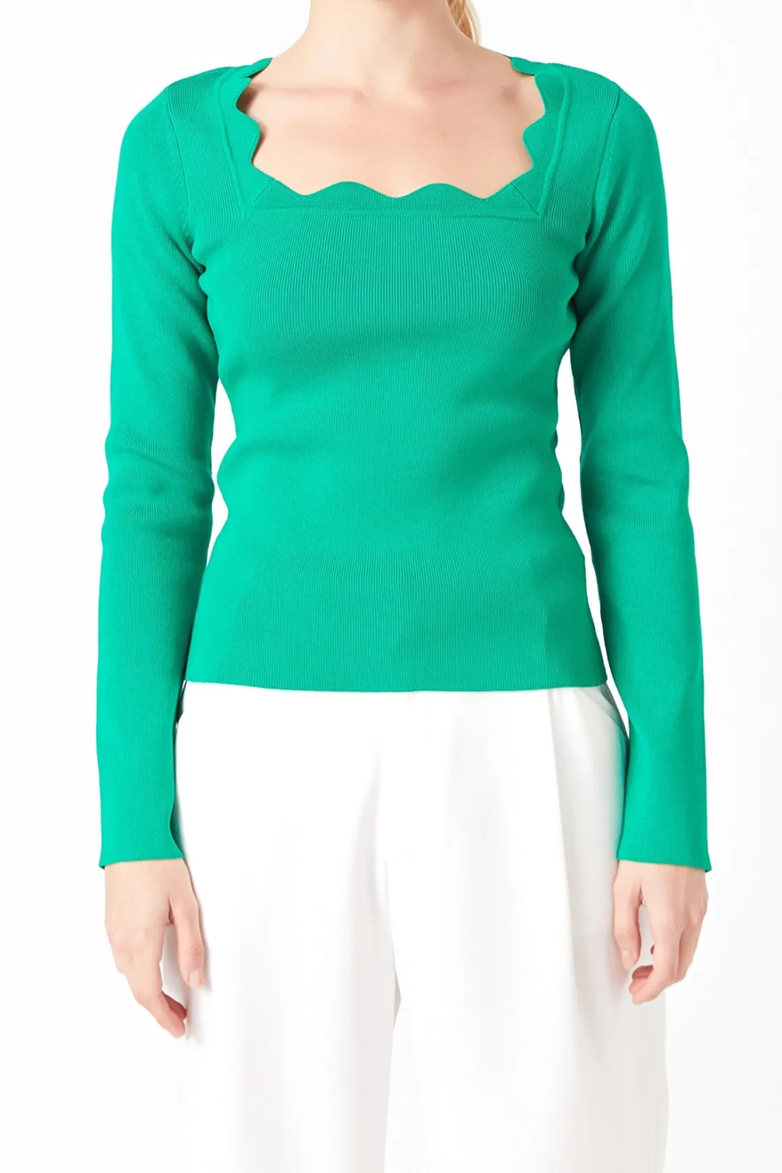 endless_rose__scallop_det_5-1.webp ENDLESS ROSE Sweaters & Knits | Tops*- Scallop Detail Long Sleeve Sweater