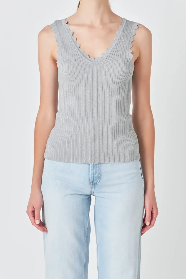 ENDLESS ROSE Tops*- Scallop Detail Sleeveless Top