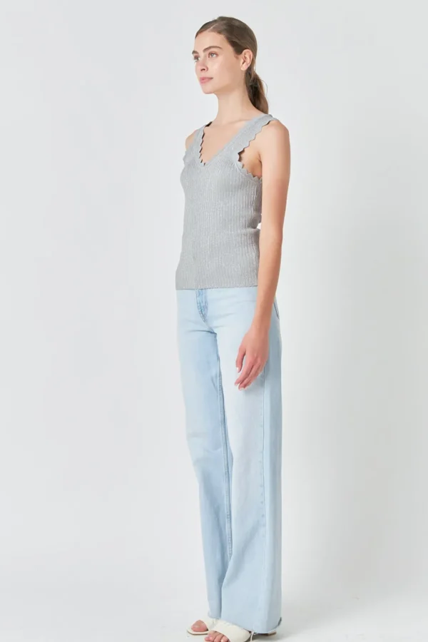 ENDLESS ROSE Tops*- Scallop Detail Sleeveless Top