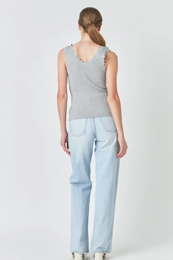 ENDLESS ROSE Tops*- Scallop Detail Sleeveless Top