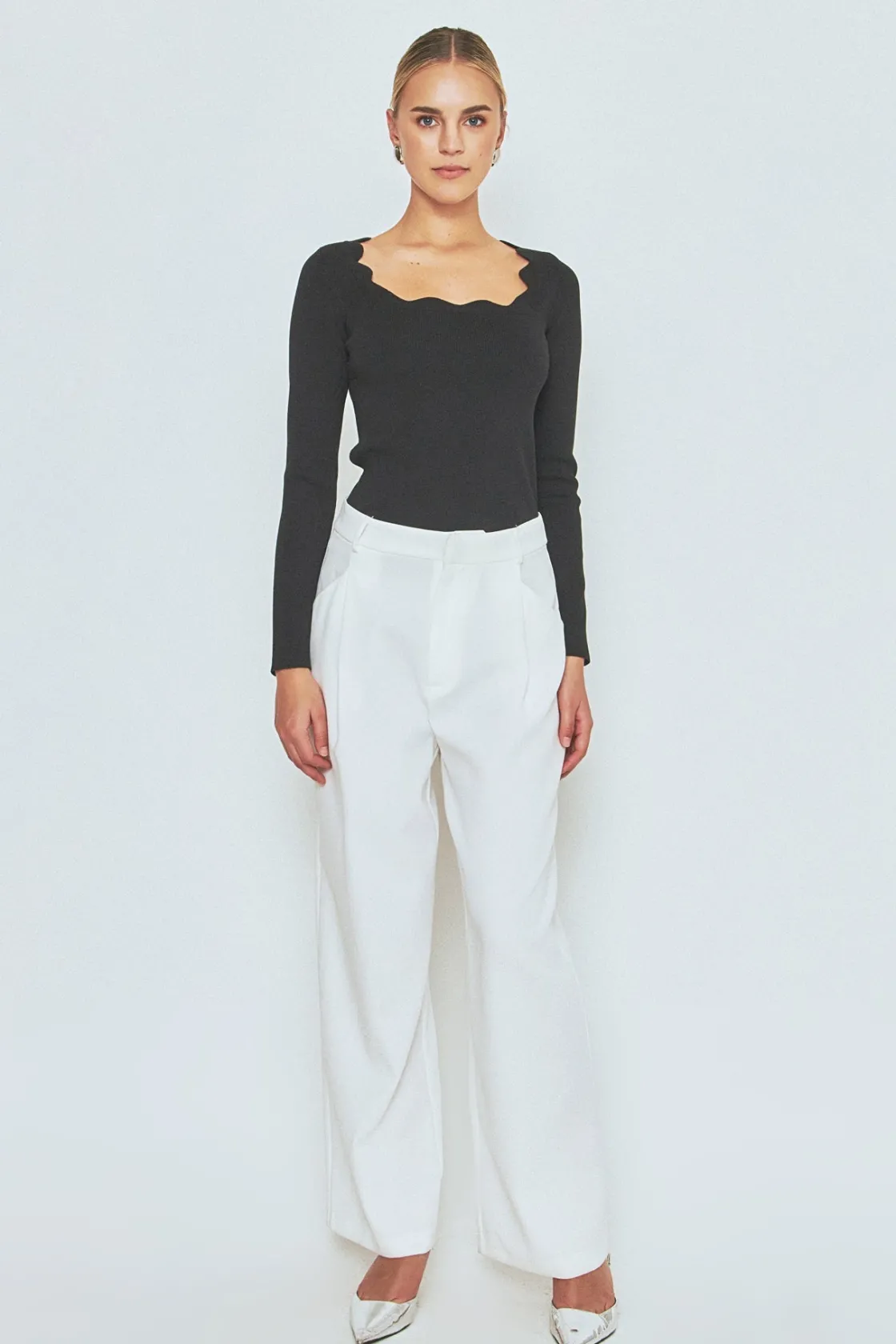endless_rose__scallop_det_9.webp ENDLESS ROSE Sweaters & Knits | Tops*- Scallop Detail Long Sleeve Sweater