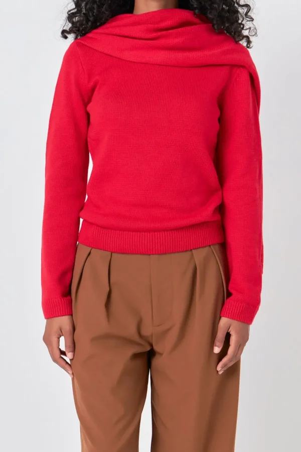 ENDLESS ROSE Sweaters & Knits | Tops*- Scarf Sweater RED