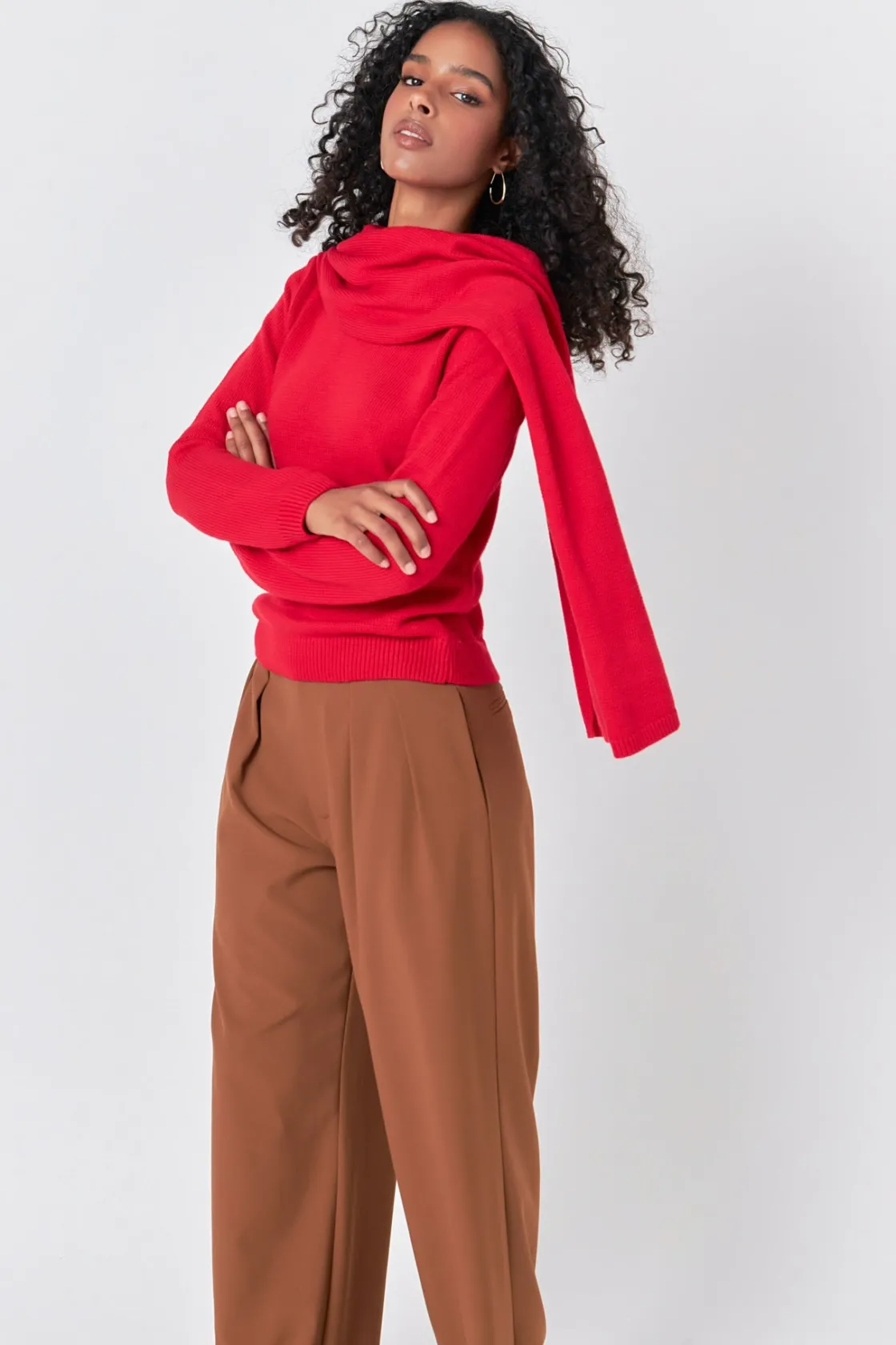 endless_rose__scarf_sweat_3.webp ENDLESS ROSE Sweaters & Knits | Tops*- Scarf Sweater RED