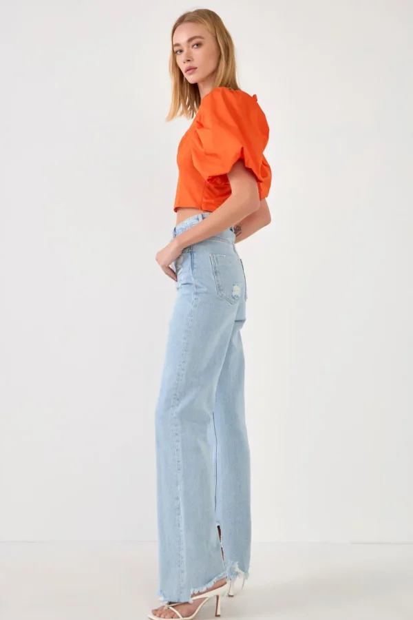 ENDLESS ROSE Tops*- Schrunchie Back Tied Top