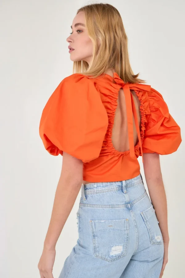 ENDLESS ROSE Tops*- Schrunchie Back Tied Top