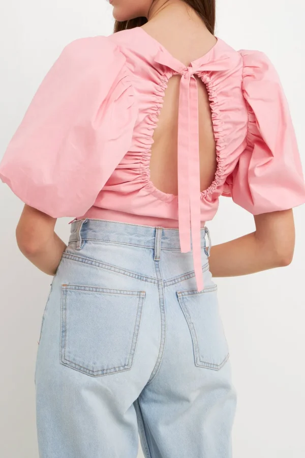 ENDLESS ROSE Tops*- Schrunchie Back Tied Top