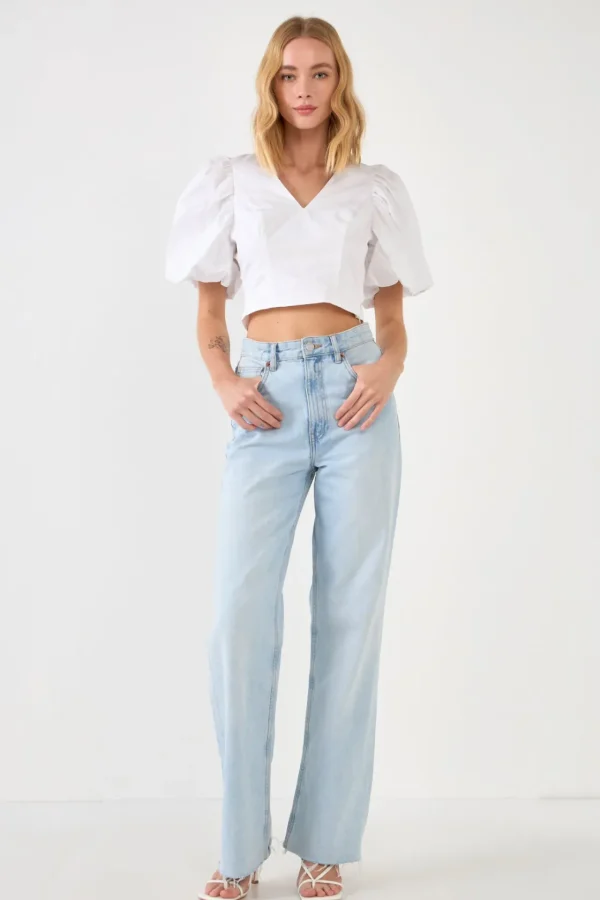 ENDLESS ROSE Tops*- Schrunchie Back Tied Top