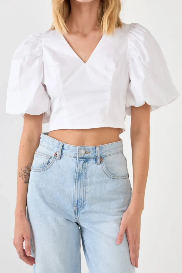 ENDLESS ROSE Tops*- Schrunchie Back Tied Top
