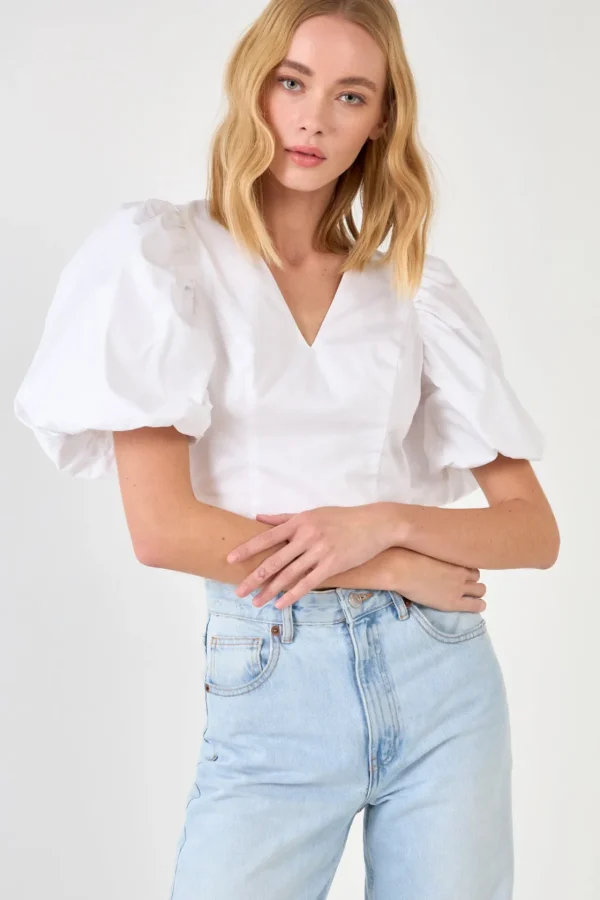 ENDLESS ROSE Tops*- Schrunchie Back Tied Top