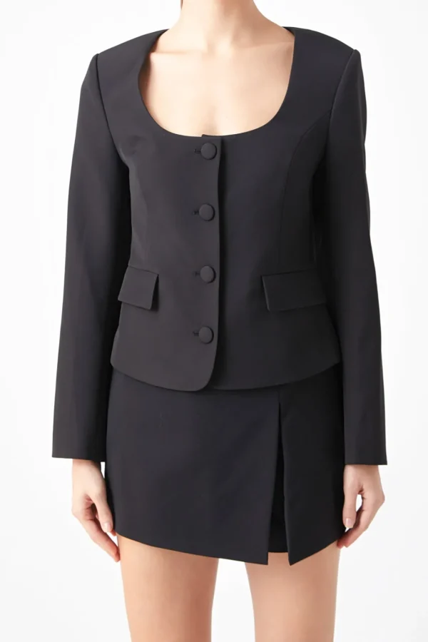 ENDLESS ROSE Jackets & Coats | Tops*- Scooped U Buttoned Top