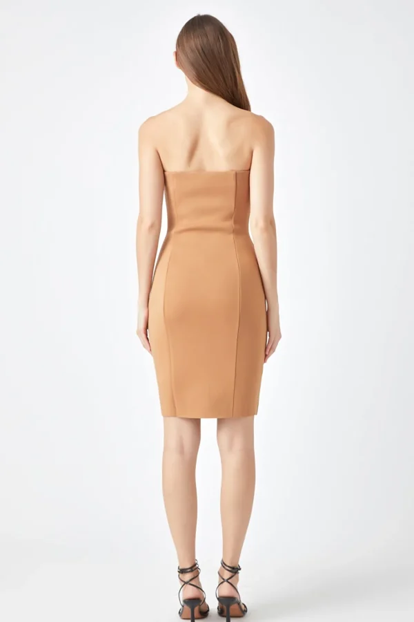 ENDLESS ROSE Bodycon Dresses | Tops*- Scuba Strapless Mini Dress CAMEL