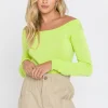 ENDLESS ROSE Sweaters & Knits | Tops*- See Through Yoke Sweater YELLOW