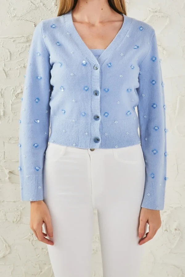 ENDLESS ROSE Sweaters & Knits*- Sequin Embellished Cardigan