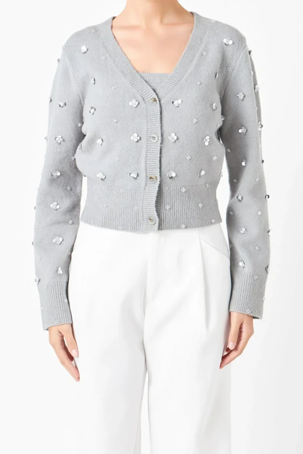 ENDLESS ROSE Sweaters & Knits*- Sequin Embellished Cardigan