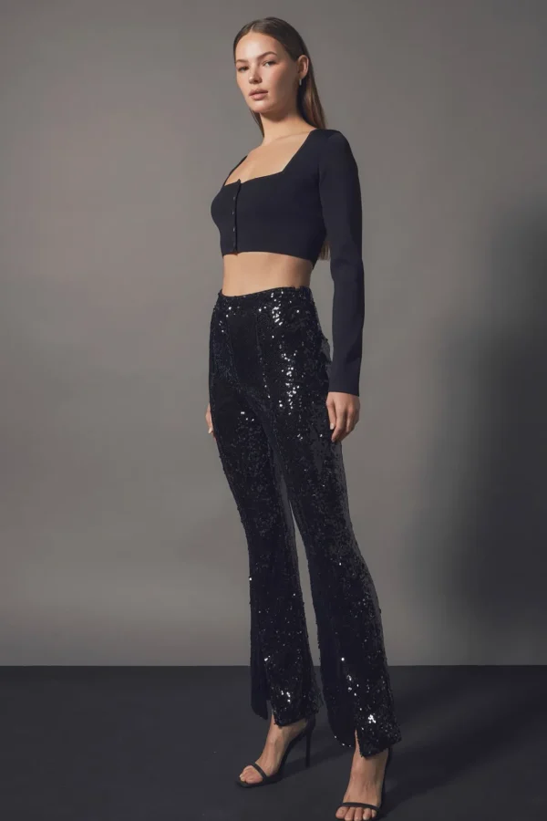 ENDLESS ROSE Pants | Tops*- Sequin Flare Pants