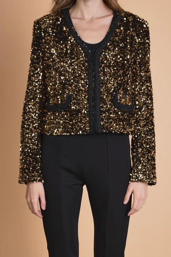 ENDLESS ROSE Jackets & Coats | Tops*- Sequin Jacket GOLD