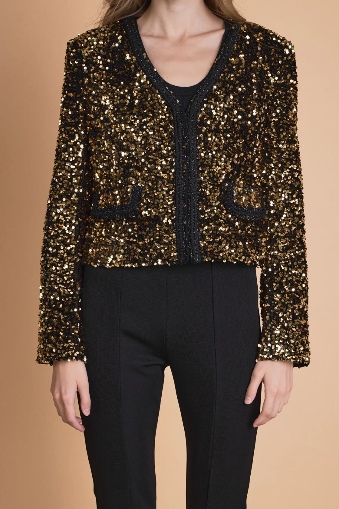 endless_rose__sequin_jack_0.webp ENDLESS ROSE Jackets & Coats | Tops*- Sequin Jacket GOLD