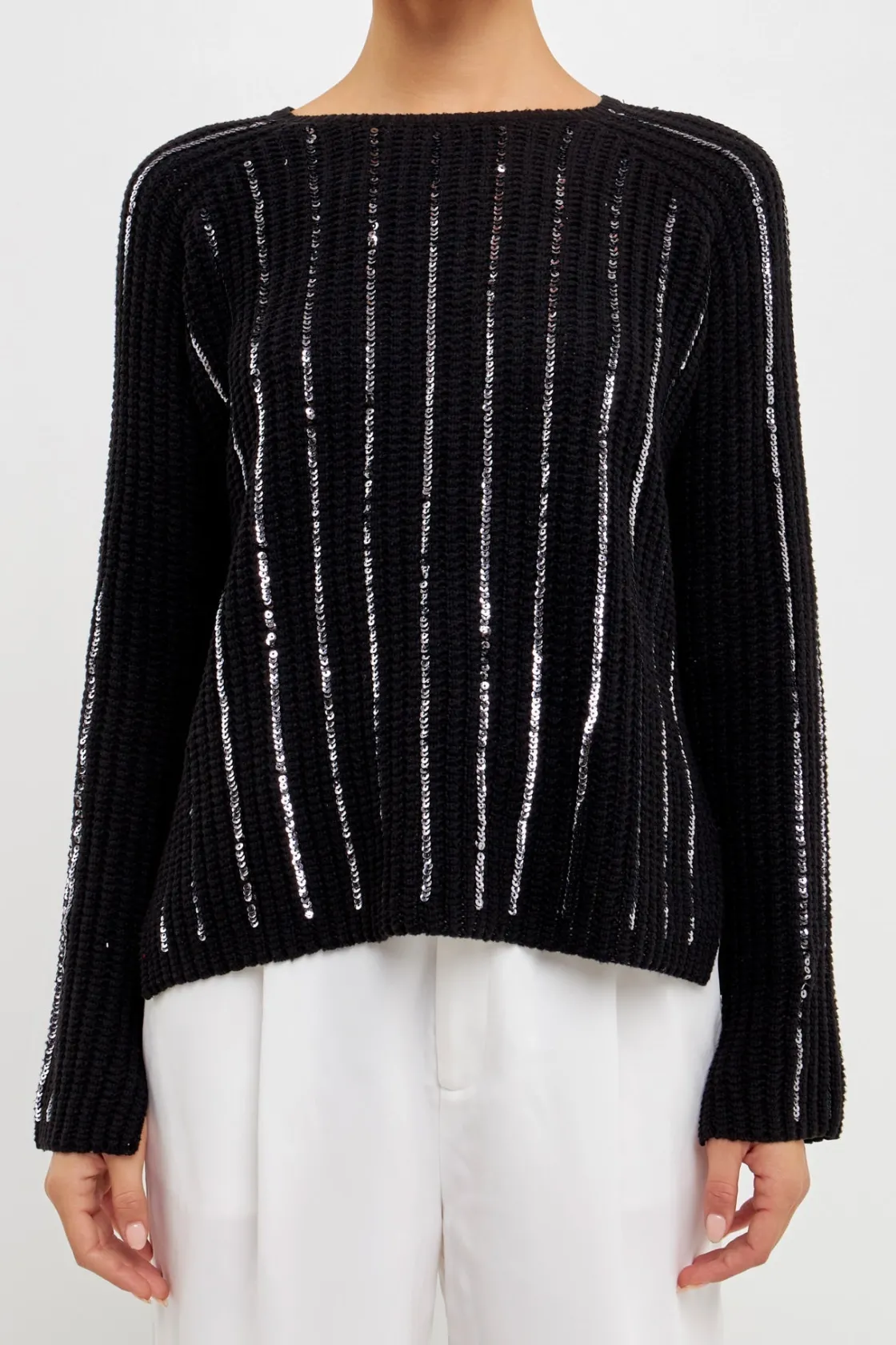 endless_rose__sequin_knit_0.webp ENDLESS ROSE Sweaters & Knits | Tops*- Sequin Knit Sweater BLACK
