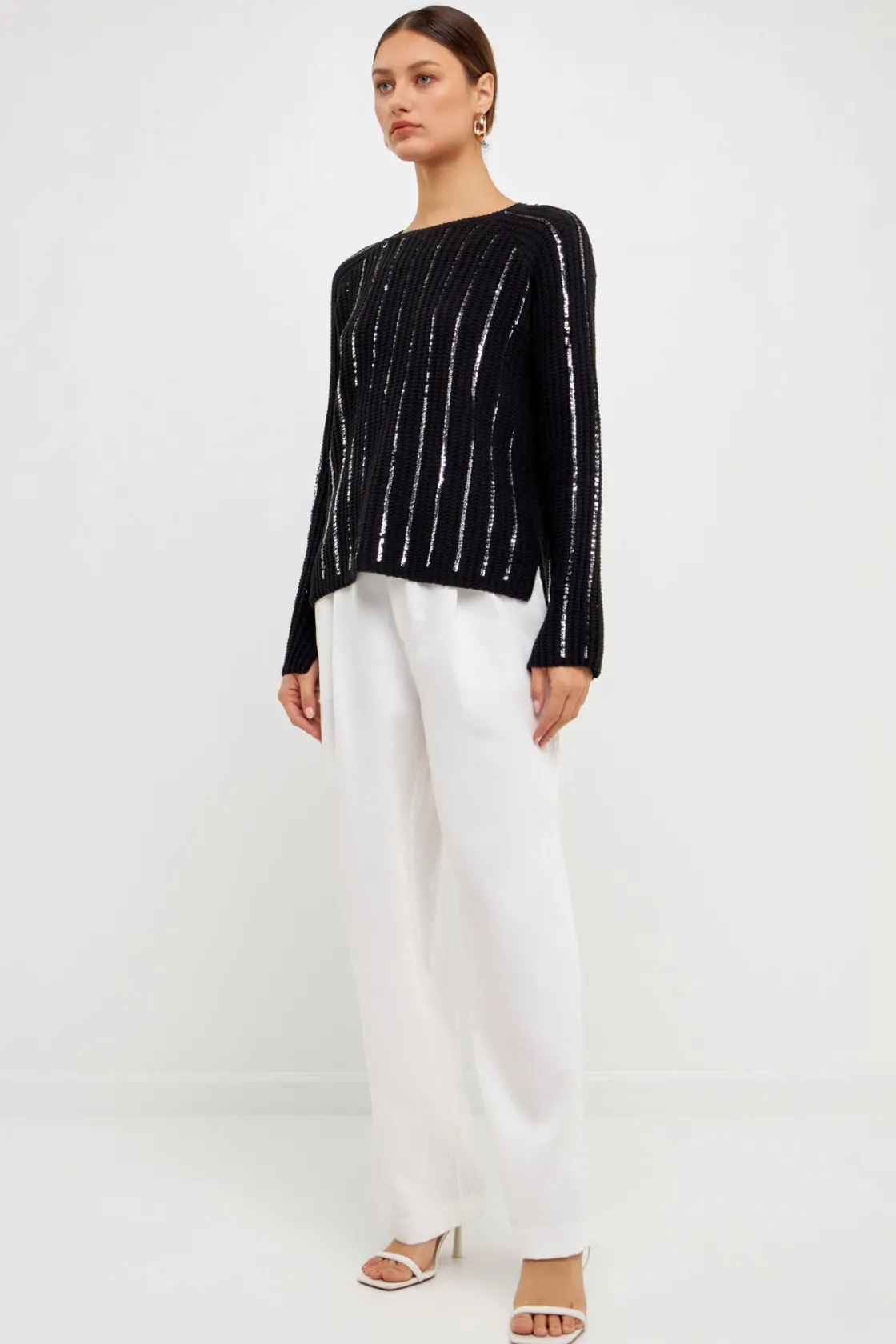 endless_rose__sequin_knit_1.webp ENDLESS ROSE Sweaters & Knits | Tops*- Sequin Knit Sweater BLACK