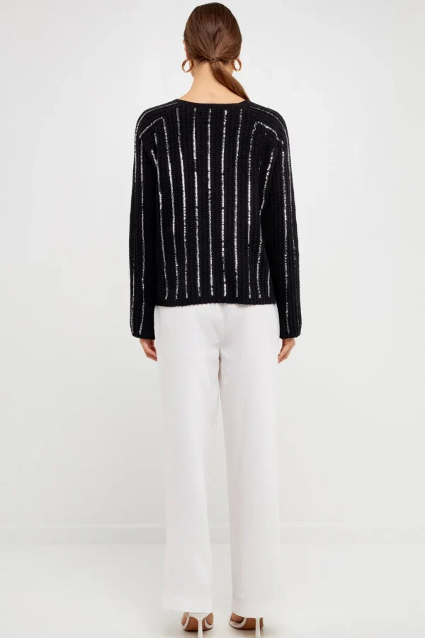 ENDLESS ROSE Sweaters & Knits | Tops*- Sequin Knit Sweater BLACK
