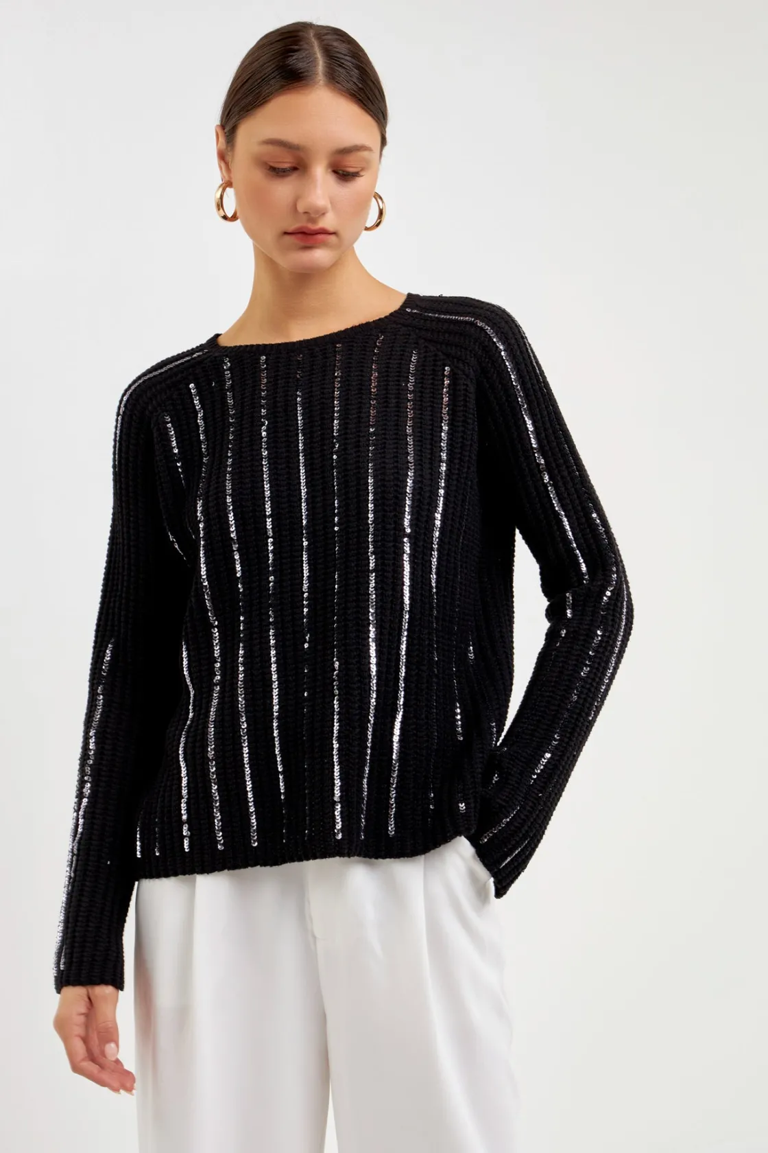 endless_rose__sequin_knit_3.webp ENDLESS ROSE Sweaters & Knits | Tops*- Sequin Knit Sweater BLACK