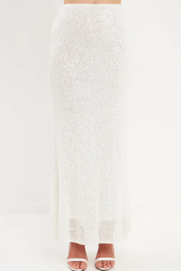 ENDLESS ROSE Skirts | Tops*- Sequin Maxi Skirt WHITE