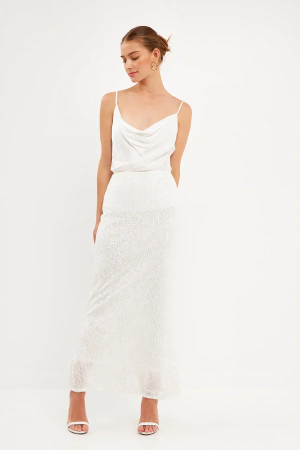 ENDLESS ROSE Skirts | Tops*- Sequin Maxi Skirt WHITE
