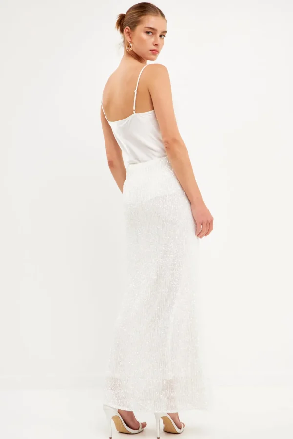 ENDLESS ROSE Skirts | Tops*- Sequin Maxi Skirt WHITE