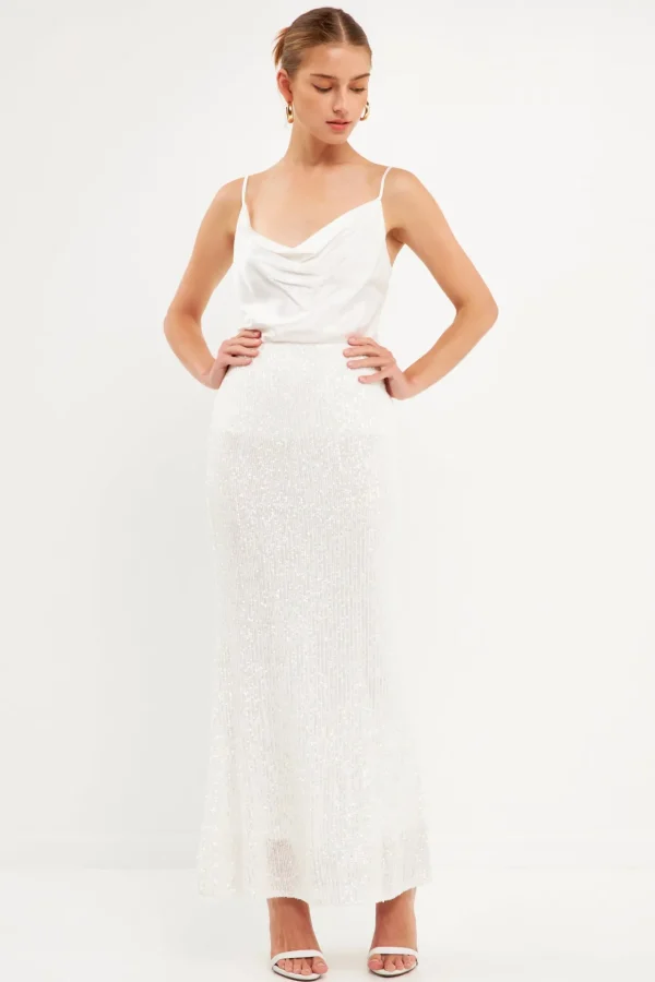 ENDLESS ROSE Skirts | Tops*- Sequin Maxi Skirt WHITE