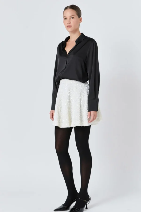 ENDLESS ROSE Matching Sets | Skirts*- Sequin Mini Skirt IVORY