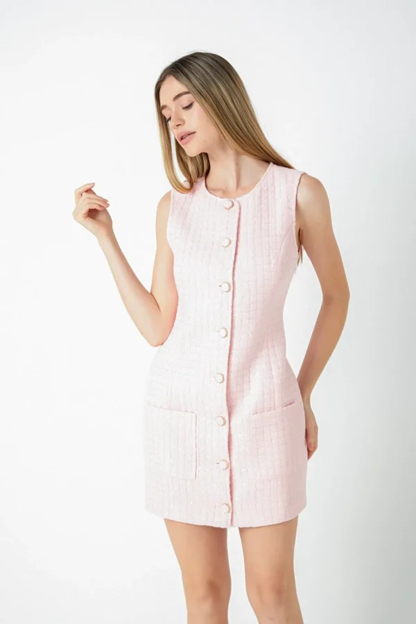 ENDLESS ROSE Tweed Dresses | Tops*- Sequin Novelty Sleeveless Mini Dress PINK