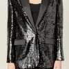 ENDLESS ROSE Jackets & Coats | Tops*- Sequin Oversized Jacket BLACK