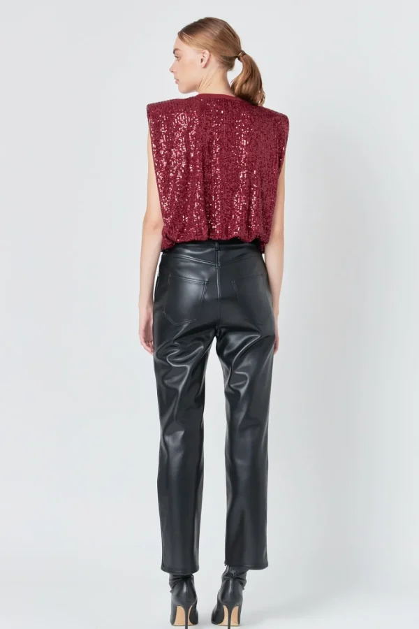 ENDLESS ROSE Tops*- Sequin Shoulder Pad Top