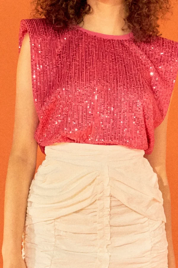 ENDLESS ROSE Tops*- Sequin Shoulder Pad Top