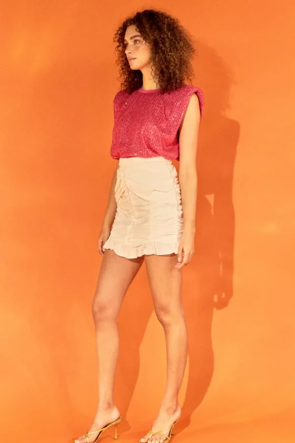 ENDLESS ROSE Tops*- Sequin Shoulder Pad Top