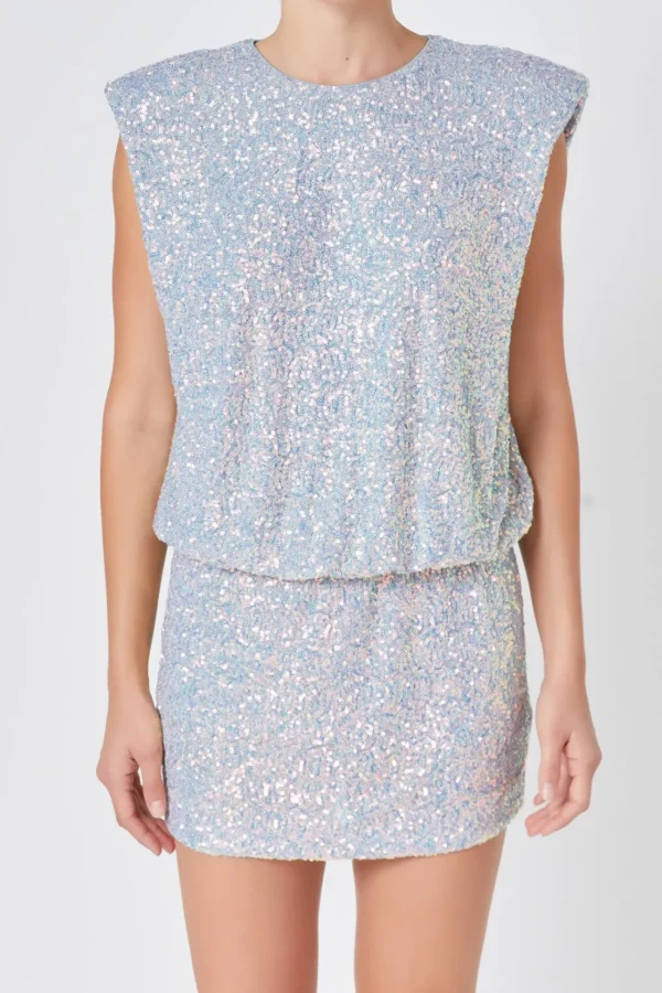 ENDLESS ROSE Sequin Dresses | Tops*- Sequin Sleeveless Mini Dress GREY